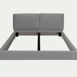 Lit 2 places avec tête de lit en velours 180x200cm - gris borie