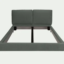 Lit 2 places avec tête de lit en velours 160x200cm - vert cèdre
