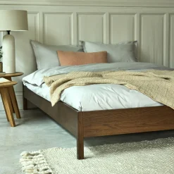 Lit 2 places en bois 160x200cm - bois foncé