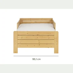 Lit évolutif 1 place en pin massif 3 positions pour enfant avec tiroir - bois clair