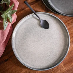 Lot de 4 assiettes à dessert en grès émail réactif D21cm - gris borie