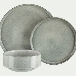 Lot de 4 assiettes à dessert en grès émail réactif D21cm - gris borie
