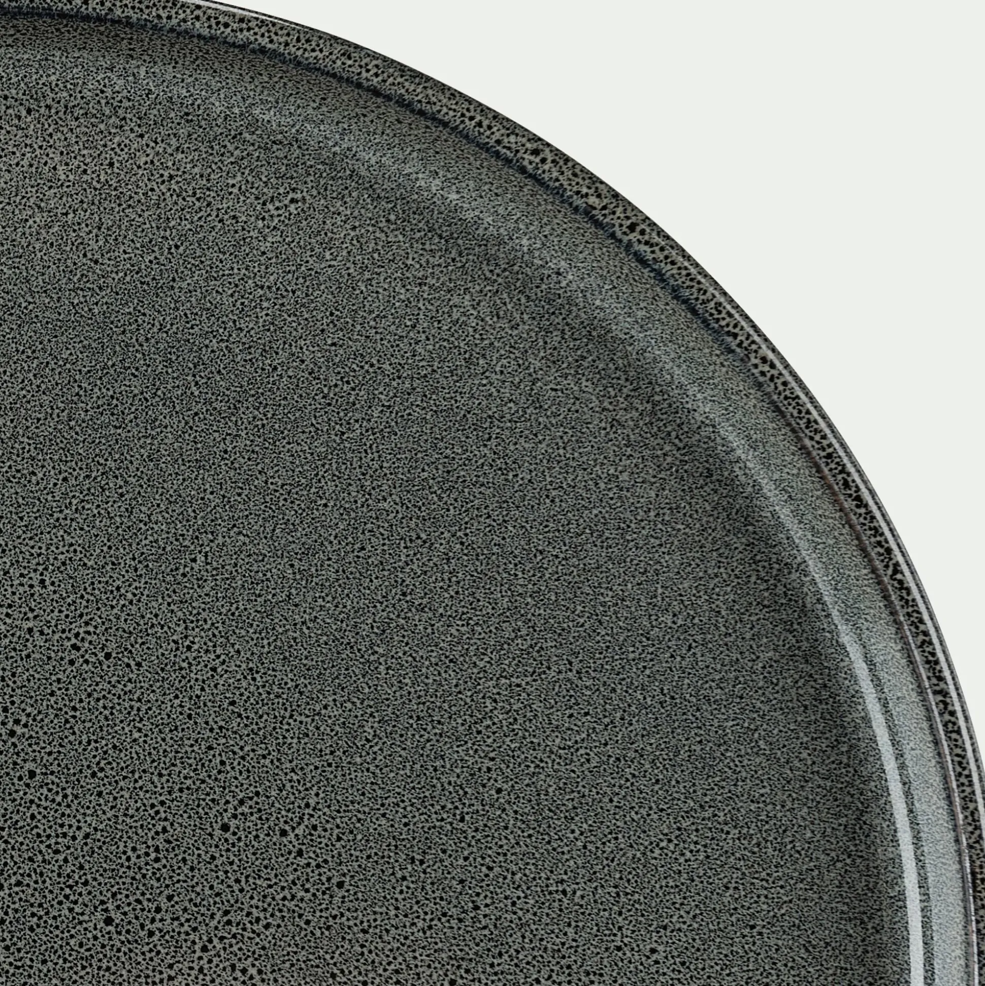 Lot de 4 assiettes à dessert en grès émail réactif D21cm - vert olivier