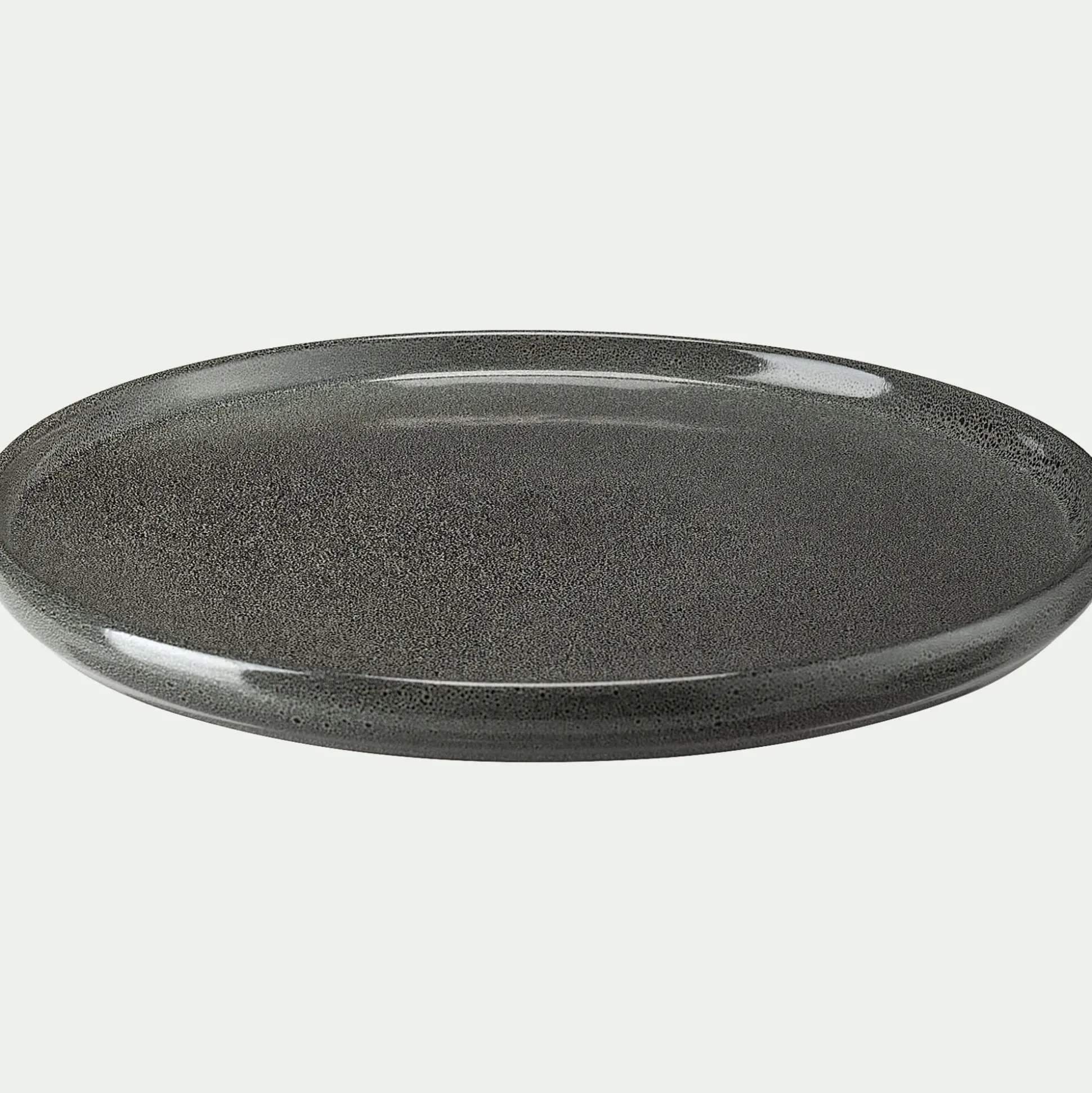 Lot de 4 assiettes plates en grès émail réactif D27cm - vert olivier