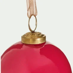 Lot de 6 boules de Noël en verre D8cm - rouge