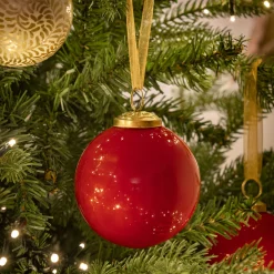Lot de 4 boules de Noël en verre D9cm - rouge