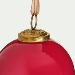 Lot de 4 boules de Noël en verre D9cm - rouge