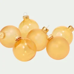 Lot de 6 boules de Noël en verre D6cm - orange