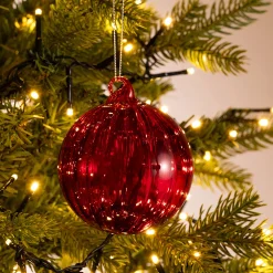 Lot de 6 boules de Noël en verre D8cm - rouge