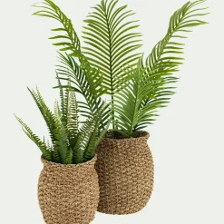 Lot de 2 cache-pots tressés en jonc de mer - naturel