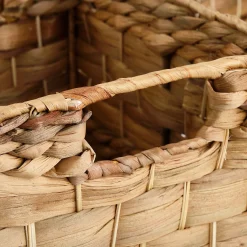 Lot de 3 caisses de rangement en jacinthe d'eau - naturel