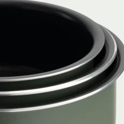Lot de 3 casseroles en aluminium avec manche amovible - vert cèdre