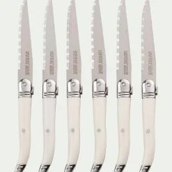Lot de 6 couteaux à steak en inox - blanc