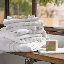 Lot de 2 gants de toilette bouclette en coton - blanc ventoux