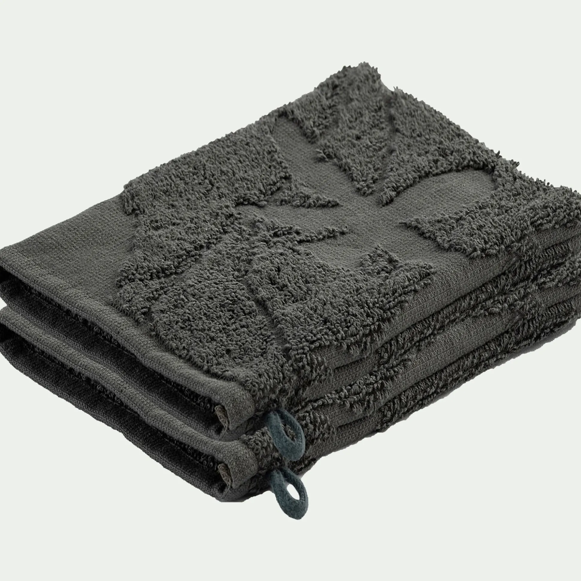 Lot de 2 gants de toilette en coton - vert cèdre