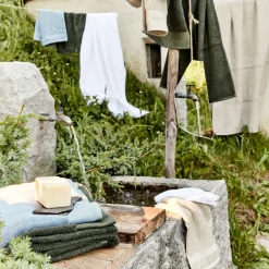 Lot de 2 gants de toilette en coton peigné - bleu autan