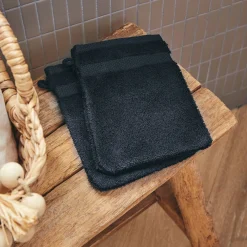 Lot de 2 gants de toilette en coton peigné - gris