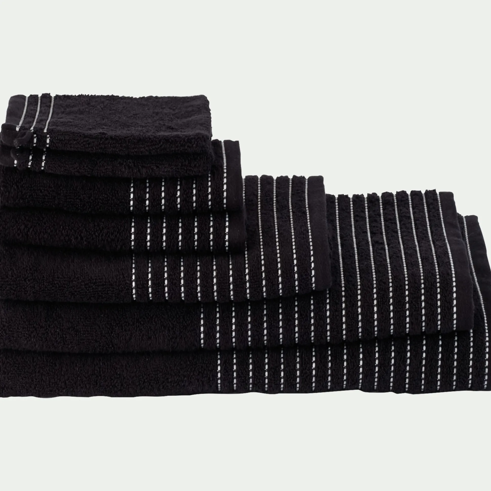 Lot de 2 gants de toilette en coton - noir