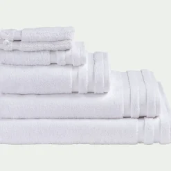 Lot de 2 gants de toilette qualité hôtelière en coton - blanc