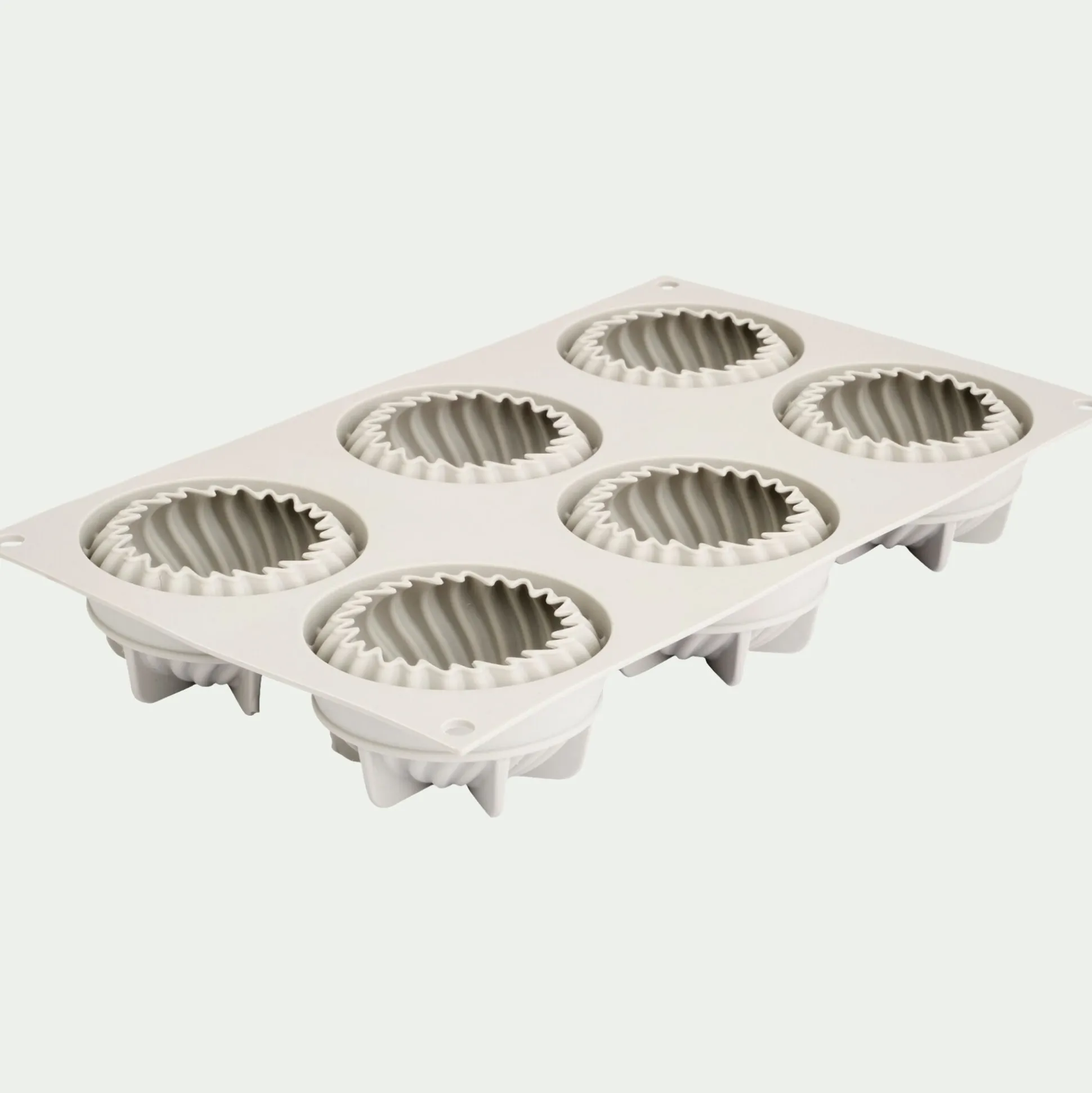 Lot de 6 moules à gâteau en silicone platinium D7,3cm - gris