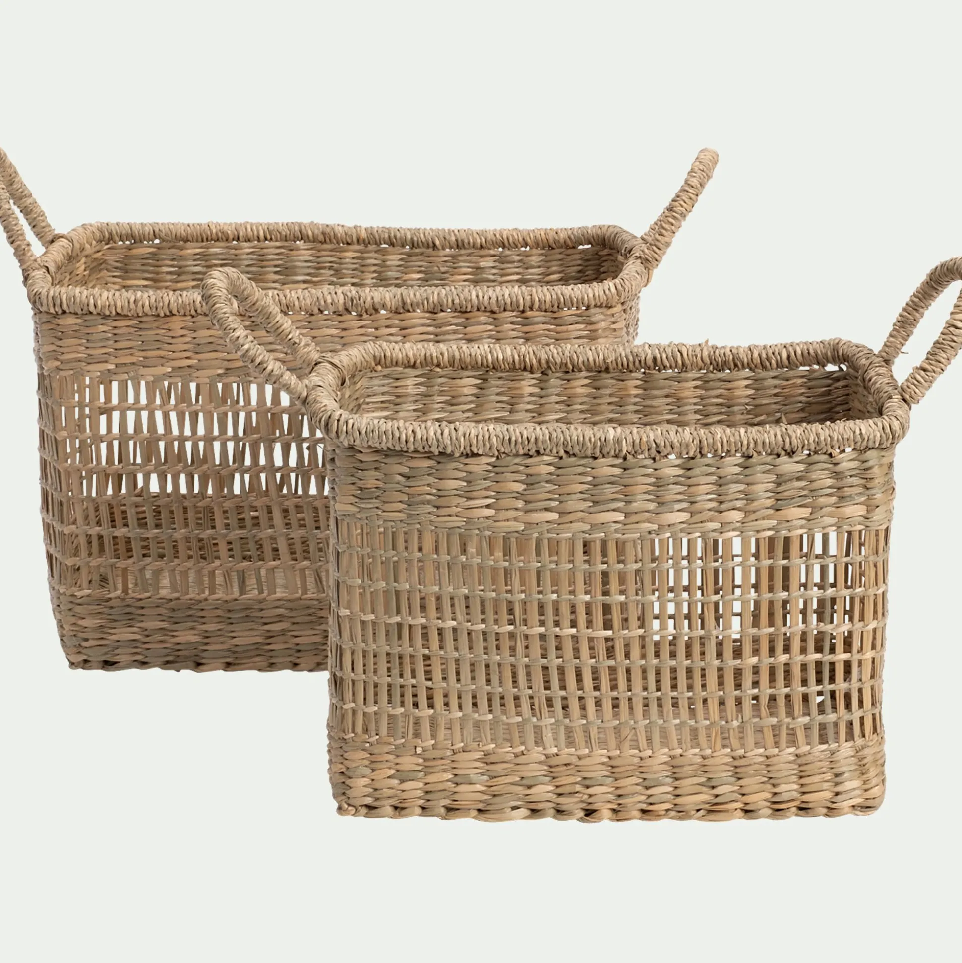 Lot de 2 paniers déco en jonc de mer - naturel