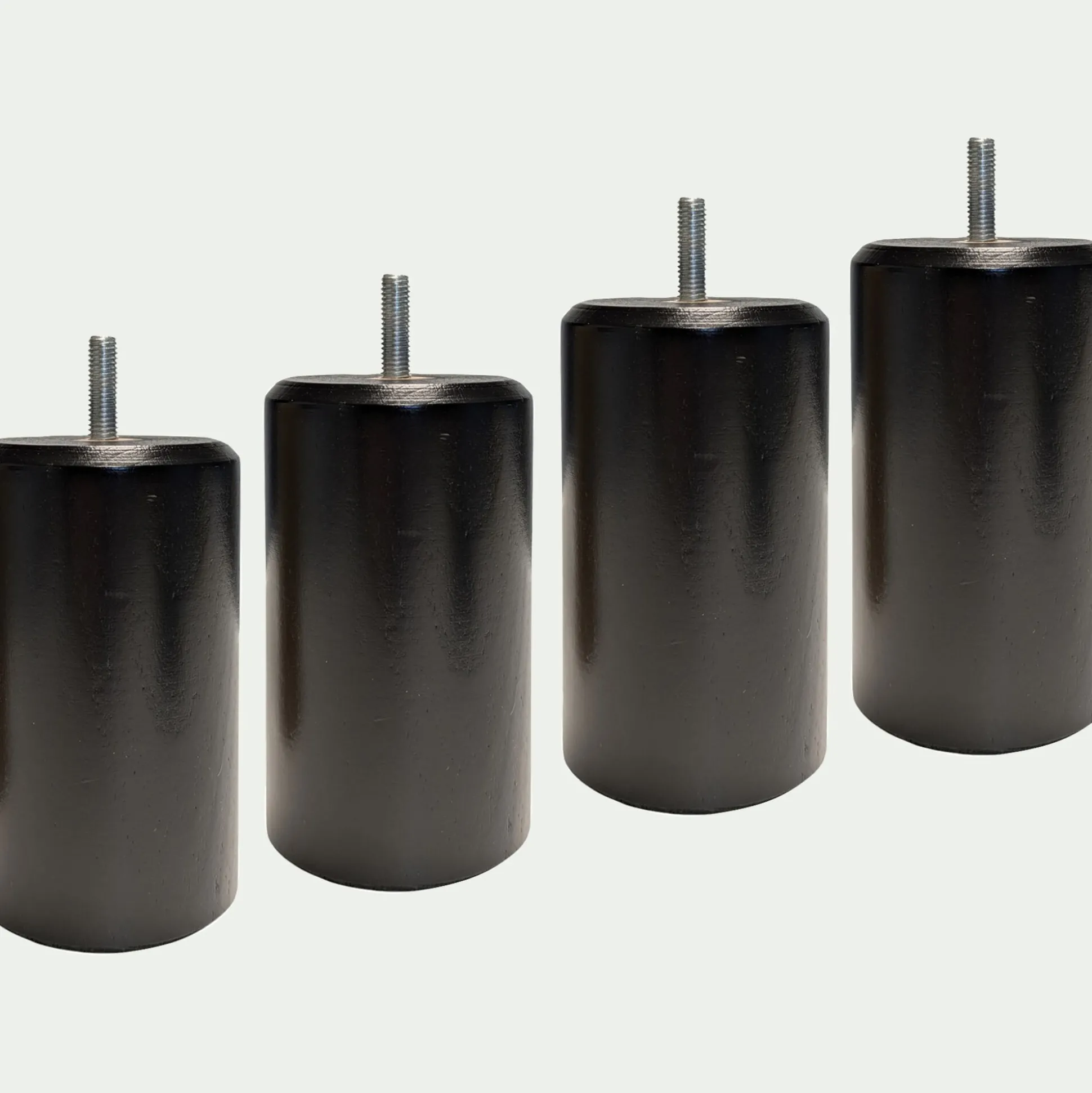 Lot de 4 pieds de sommier cylindrique H12cm - noir