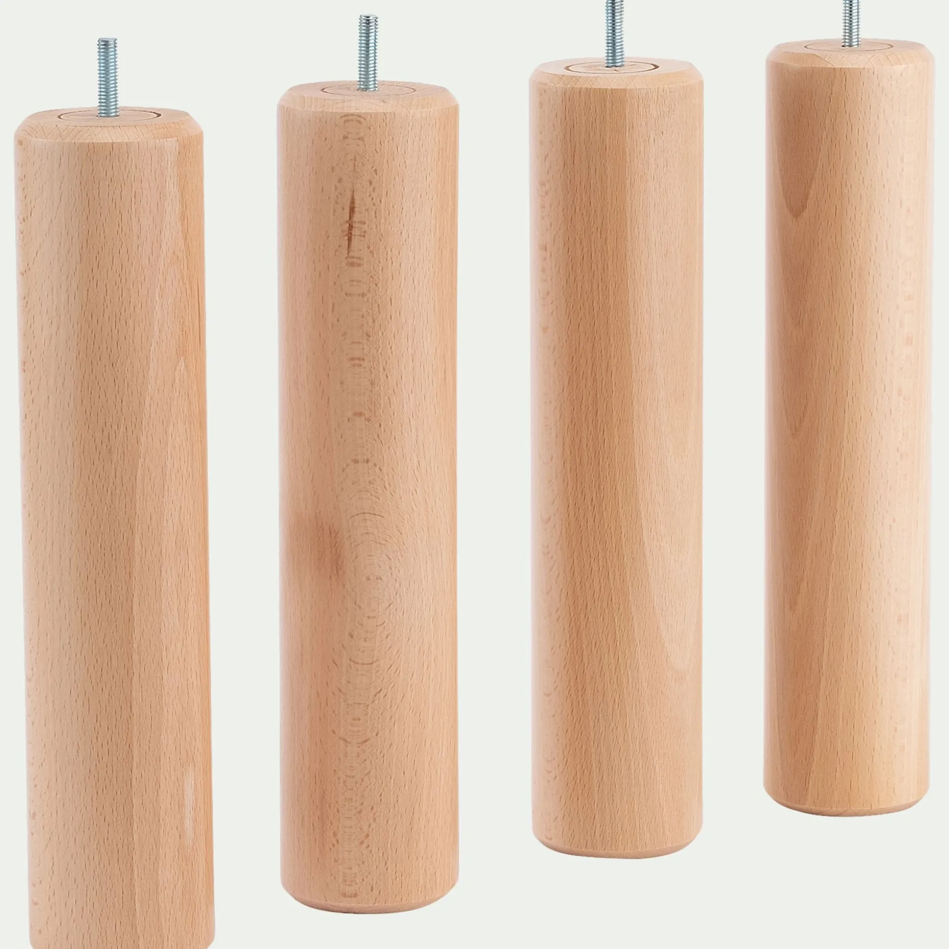 Lot de 4 pieds de sommier - H30cm bois clair
