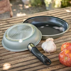 Lot de 2 poêles en aluminium avec manche amovible - vert cèdre