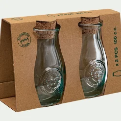 Lot de 2 pots en verre recyclé 10cl - transparent