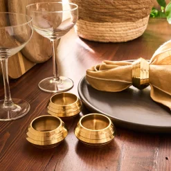 Lot de 4 ronds de serviette en laiton - doré