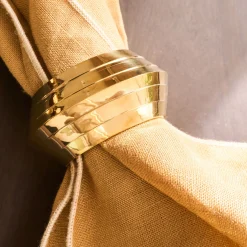 Lot de 4 ronds de serviette en laiton - doré