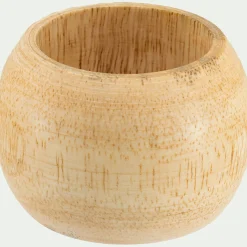 Lot de 4 ronds de serviette en bois de manguier - naturel