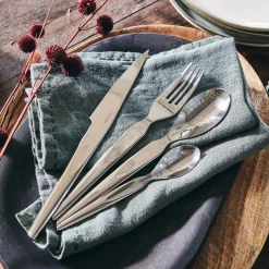 Lot de 2 serviettes de table en lin lavé - vert cèdre