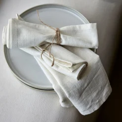Lot de 4 serviettes de table en coton 41x41cm - blanc écru