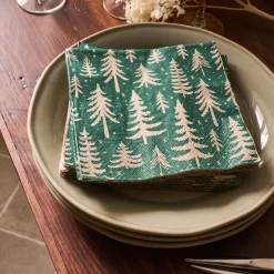Lot de 20 serviettes en papier motif sapin 33x33cm - vert