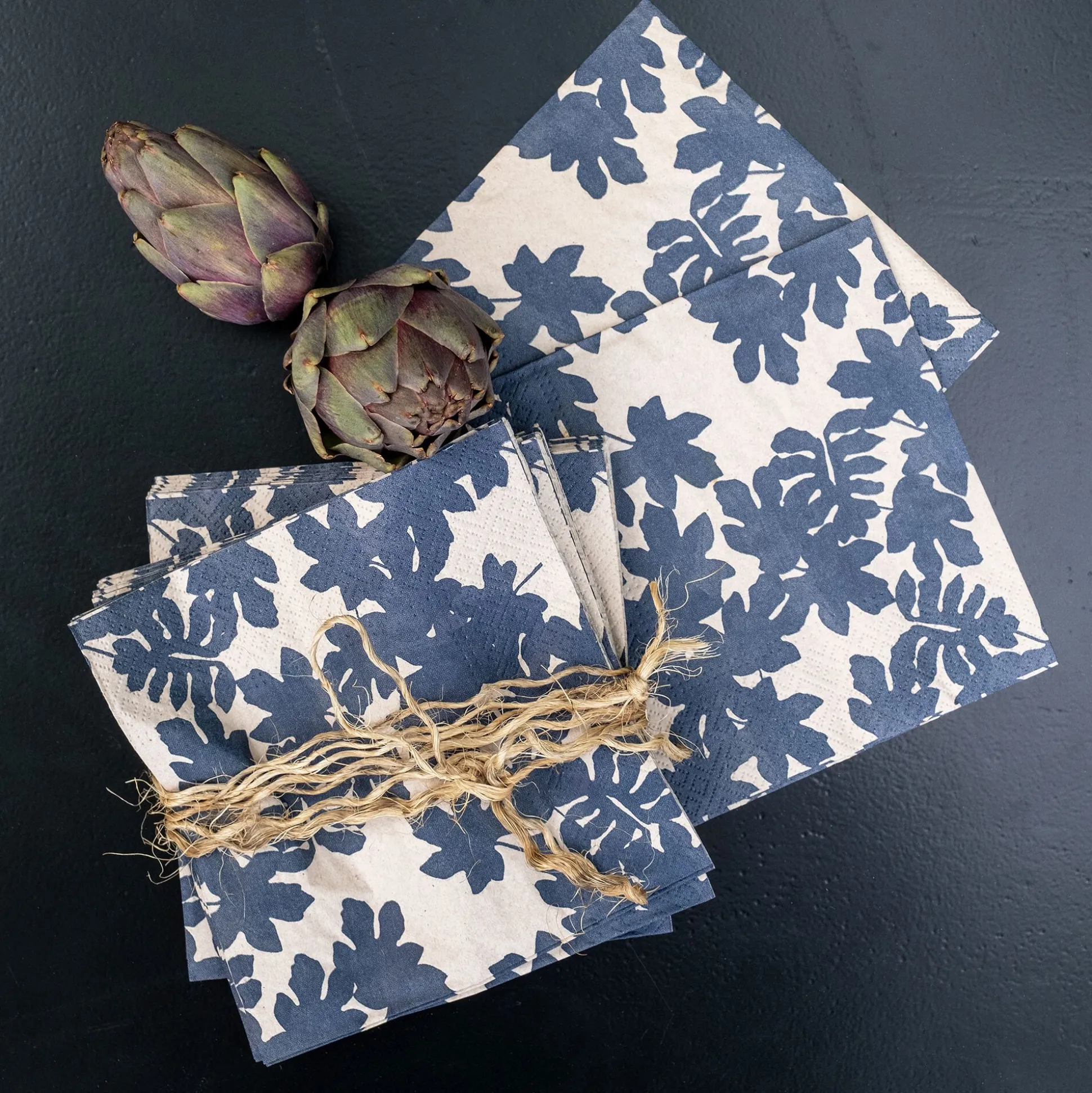 Lot de 20 serviettes en papier motif figuier 33x33cm - beige alpilles