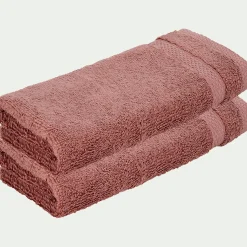 Lot de 2 serviettes invité en coton peigné - brun rhassoul 30x50cm