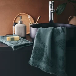 Lot de 2 serviettes invité en coton - vert cèdre 30x50cm