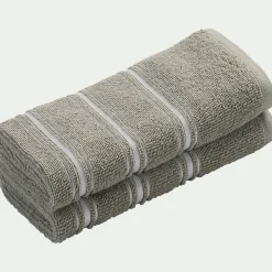 Lot de 2 serviettes invité en coton - vert olivier 30x50cm