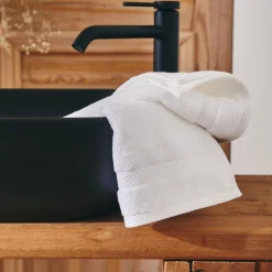 Lot de 2 serviettes invité en coton peigné - blanc optique 30x50cm