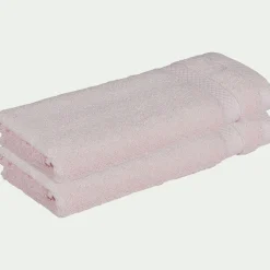 Lot de 2 serviettes invité en coton peigné - rose simo 30x50cm