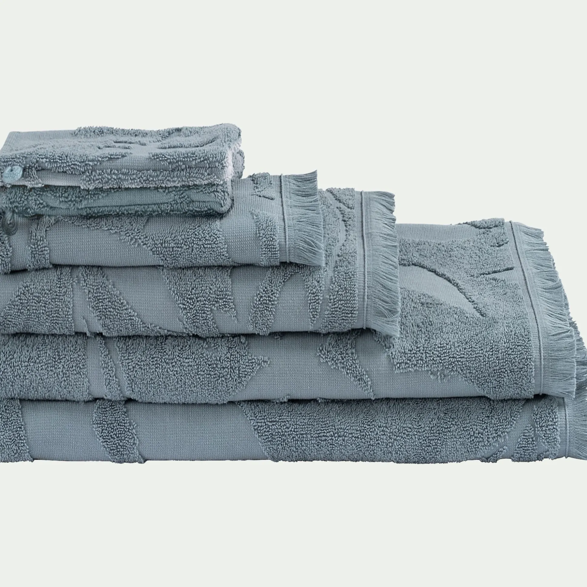 Lot de 2 serviettes invité en coton - bleu calaluna 30x50cm