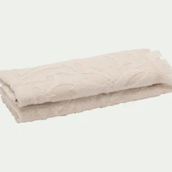 Lot de 2 serviettes invités en coton motif floral 30x50cm - blanc écru