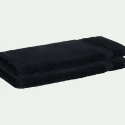 Lot de 2 serviettes invités en coton peigné - Gris calabrun 30x50cm