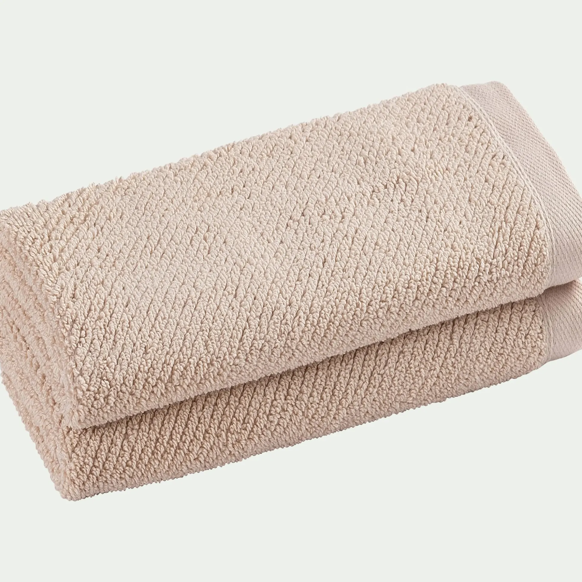 Lot de 2 serviettes invités en bouclettes de coton bio - beige alpilles 30x50cm