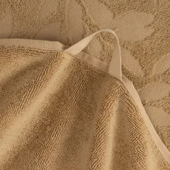 Lot de 2 serviettes invités en coton motif floral 30x50cm - beige sable