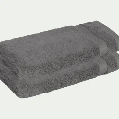 Lot de 2 serviettes invités en coton peigné - gris restanque 30x50cm