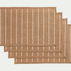 Lot de 4 sets de table à rayures en jute 30x45cm - naturel