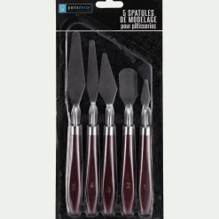 Lot de 5 spatules de modelage en inox - argenté