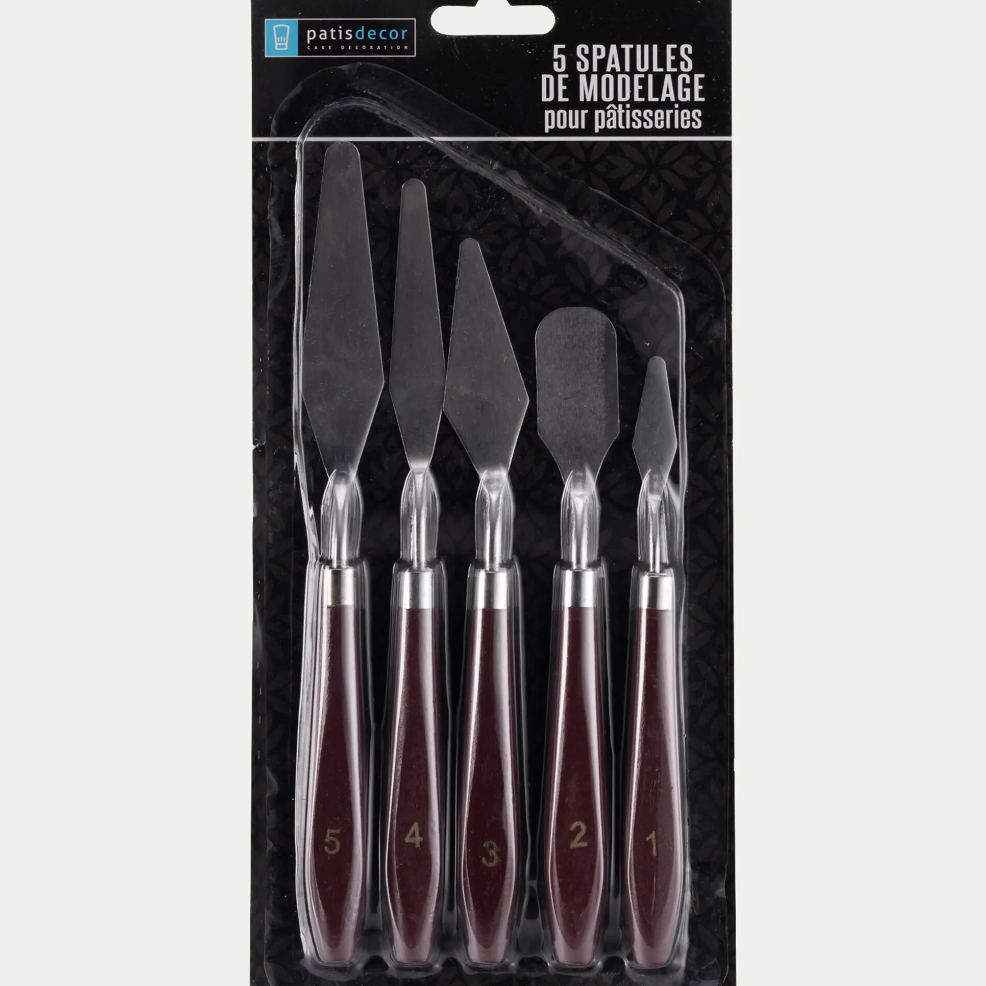 Lot de 5 spatules de modelage en inox - argenté